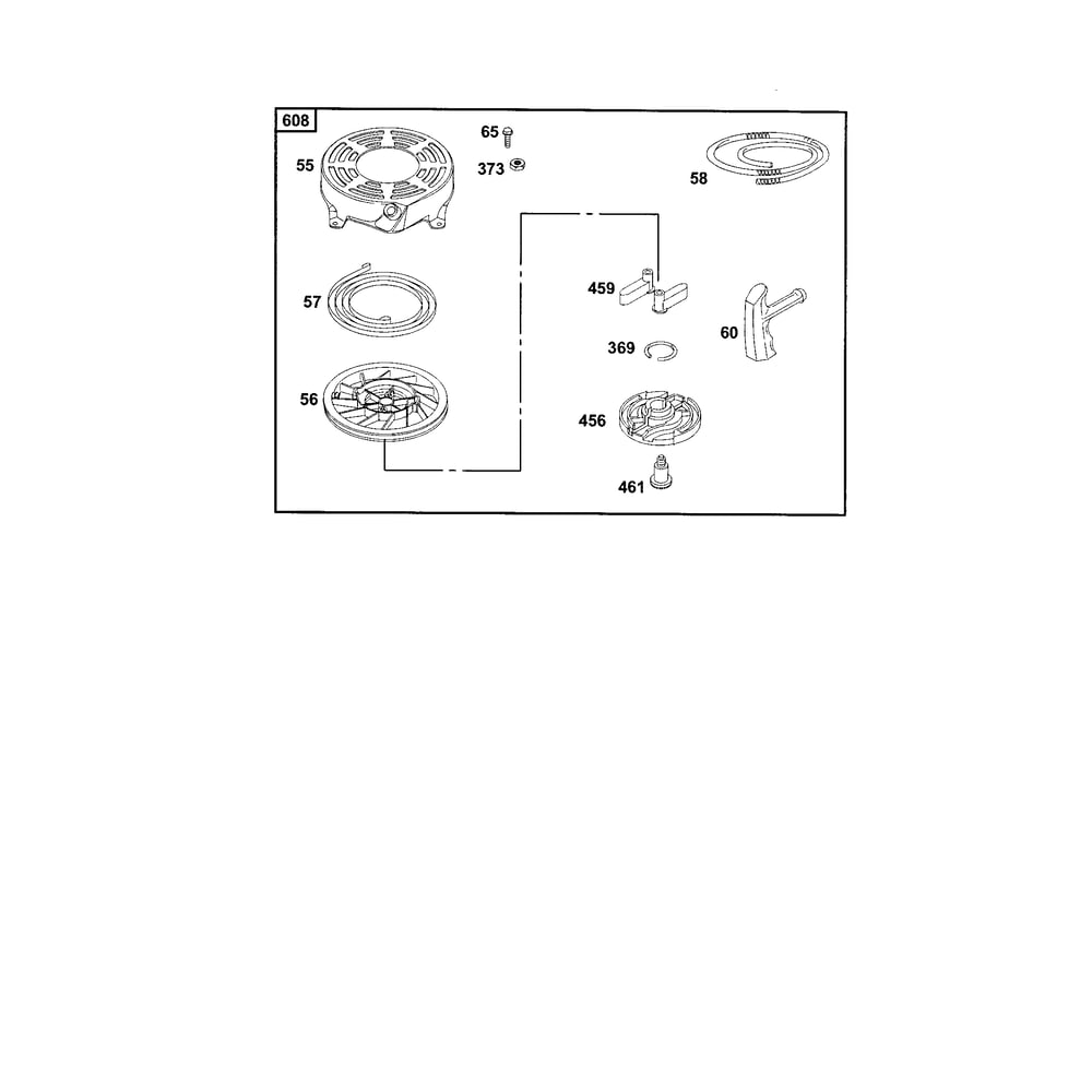 Starter-Rewind Diagram and Parts List for 12E800TO12E899  Briggs and Stratton Engine